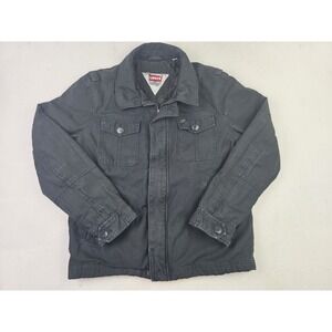 Y2K Levis Quilted Lined Black Denim Jacket 2005 Mens Size L Zip Buttons Vintage